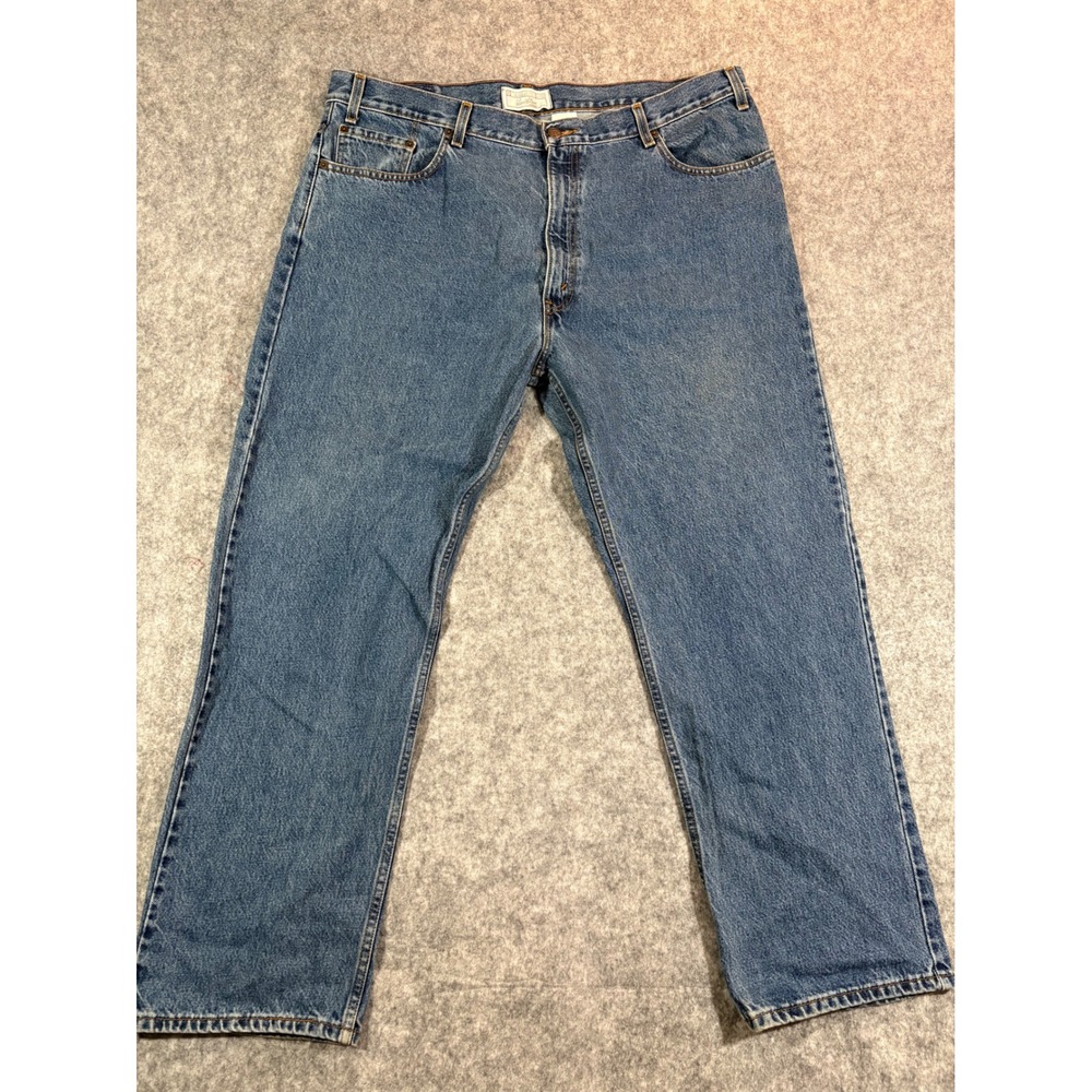 Levi Strauss Signature Mens Regular Fit Jeans 42x30 Medium Wash Blue Denim